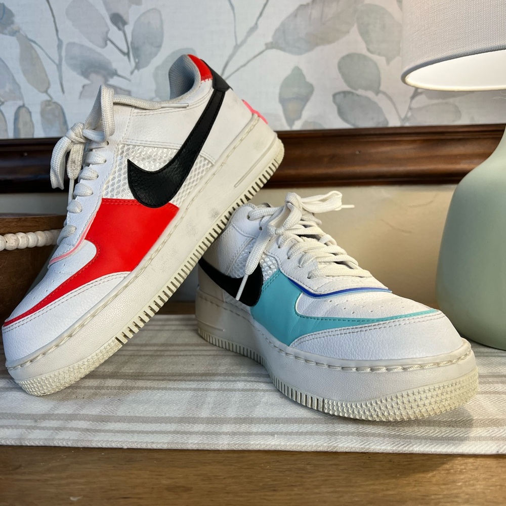 Nike Women's Low-Top Sneakers White with Red, Aqua & Black Accents Women’s 9.5